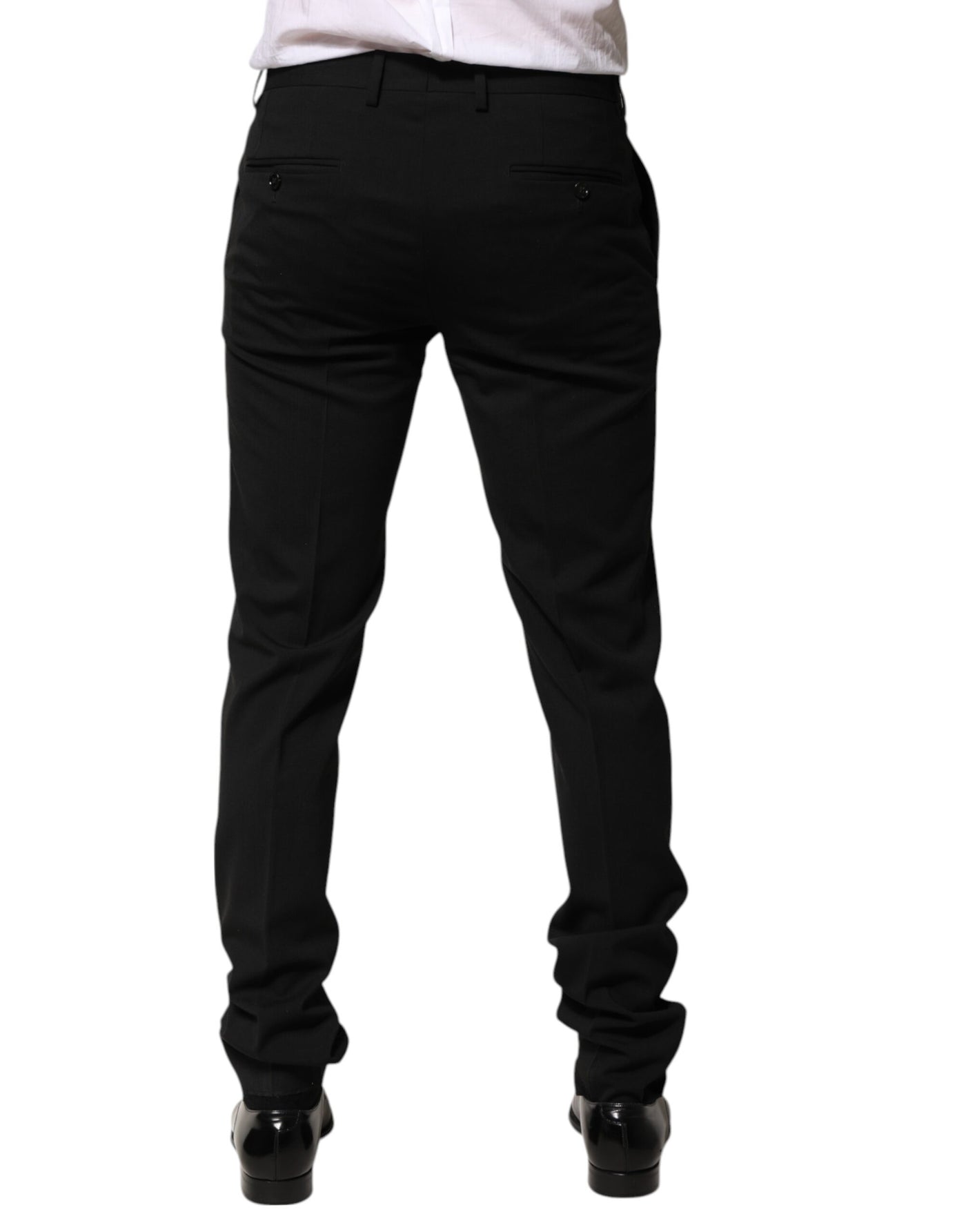 Dolce & Gabbana Schwarze konisch zulaufende formelle Herren Anzughose aus Wolle