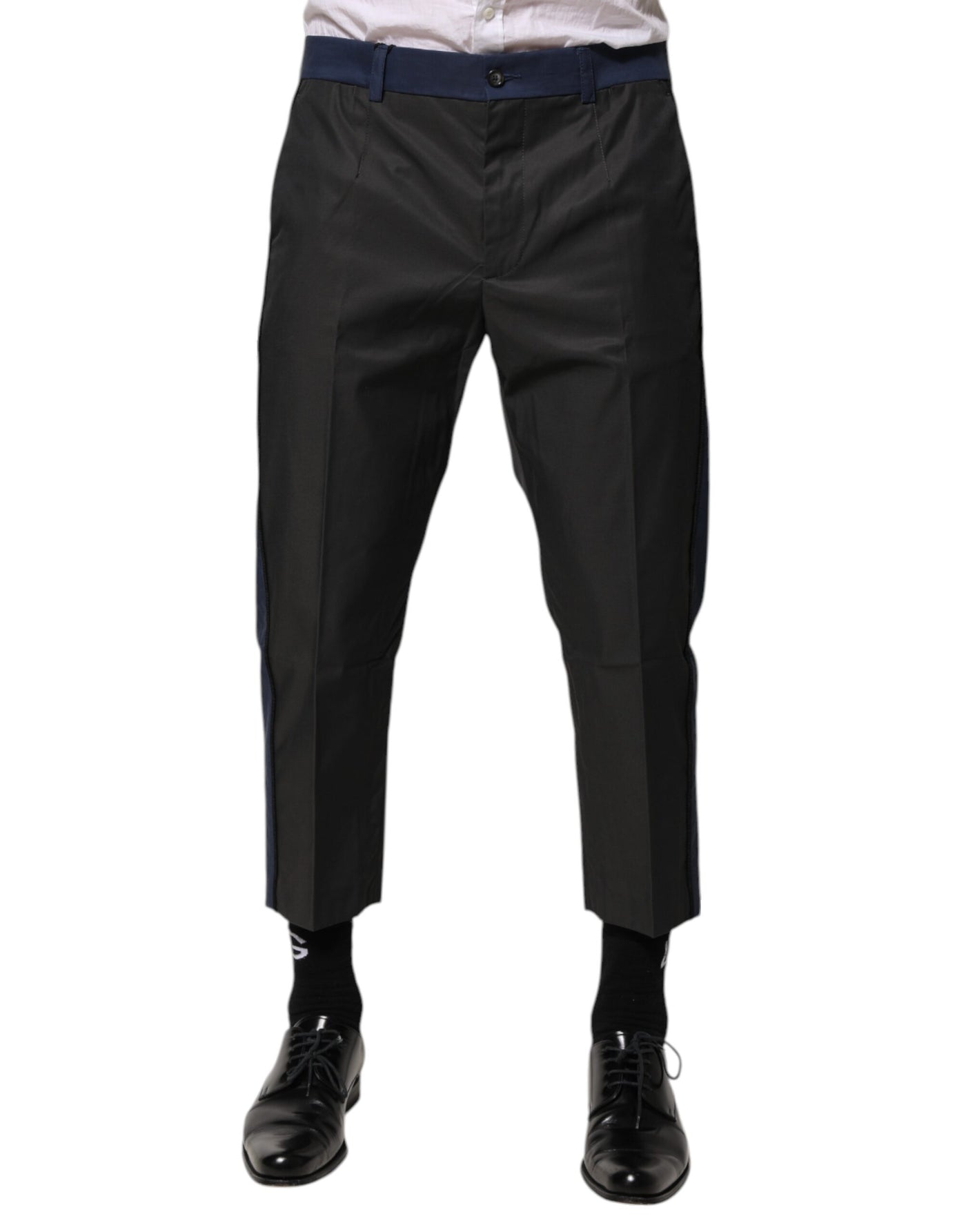 Dolce & Gabbana Grau Blau Baumwolle 3/4 Chinos Crop Hose Hosen Hose