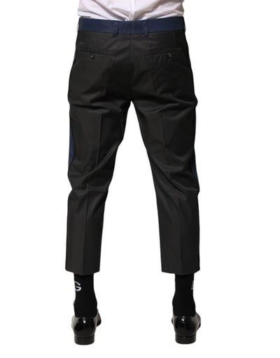 Dolce & Gabbana Grau Blau Baumwolle 3/4 Chinos Crop Hose Hosen Hose