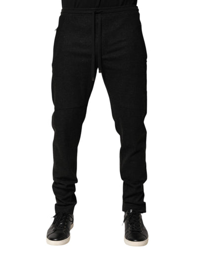 Dolce & Gabbana Schwarze Mergel-Jogginghose aus Wollmischung Hose