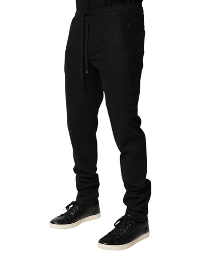 Dolce & Gabbana Schwarze Mergel-Jogginghose aus Wollmischung Hose