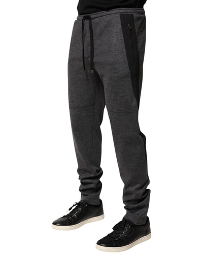 Dolce & Gabbana Graue Schwarze Wollmischung Jogger-Sweatpants Hose