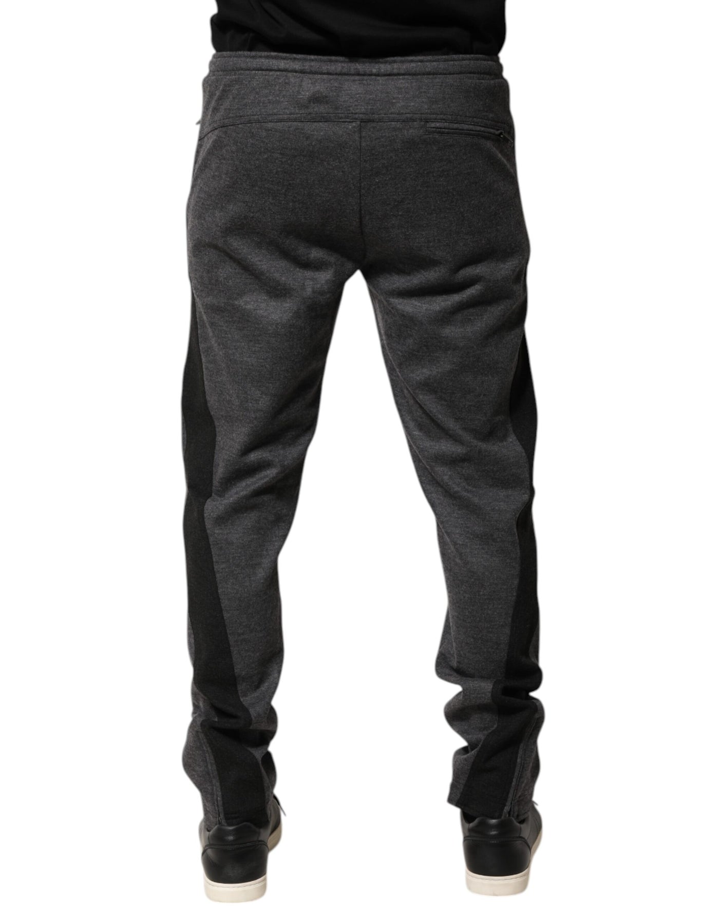 Dolce & Gabbana Graue Schwarze Wollmischung Jogger-Sweatpants Hose