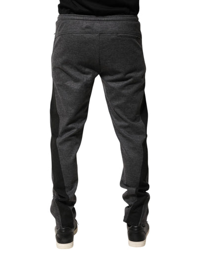 Dolce & Gabbana Graue Schwarze Wollmischung Jogger-Sweatpants Hose