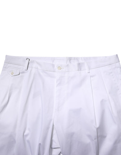 Dolce & Gabbana Weißes Baumwollkleid Schlanke formelle Hosenhose