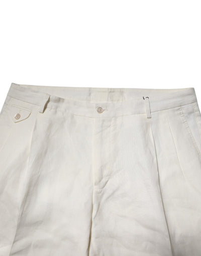 Dolce & Gabbana Cremefarbenes Leinenkleid Schlanke formelle Hosenhose