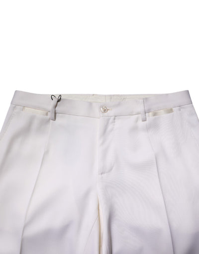 Dolce & Gabbana Weiße konisch zulaufende formelle Hosen aus Polyester