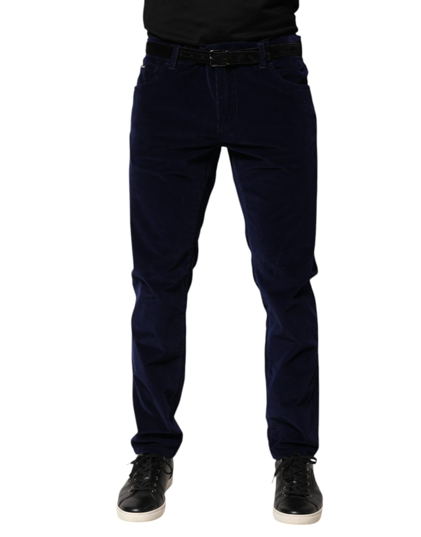 Dolce & Gabbana Marineblaue konisch zulaufende formelle Hosen aus Baumwolle