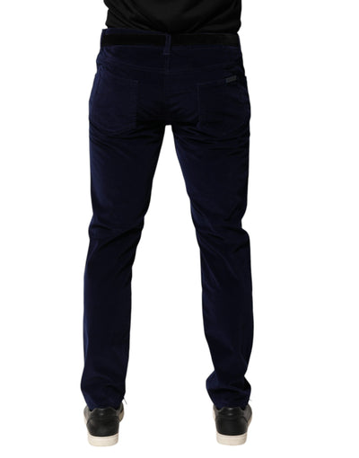 Dolce & Gabbana Marineblaue konisch zulaufende formelle Hosen aus Baumwolle
