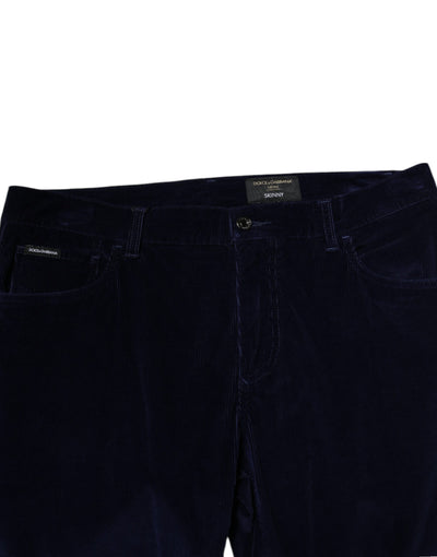 Dolce & Gabbana Marineblaue konisch zulaufende formelle Hosen aus Baumwolle