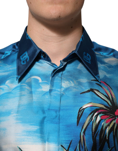 Dolce & Gabbana Multicolor Seide DG Lange Ärmel Formelles Hemd