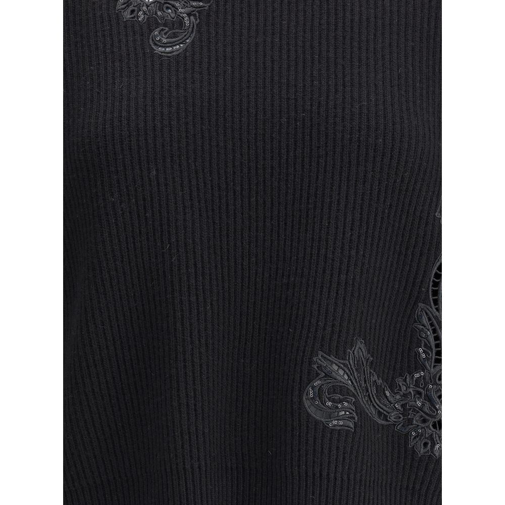 Versace Barocco-Pullover mit Blattstickerei