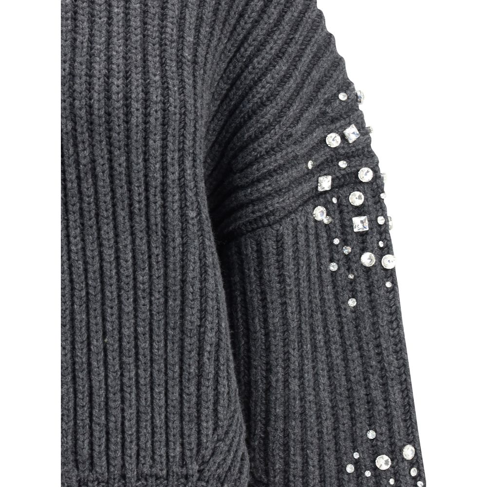PINKO Strickjacke aus Wolle mit Strasssteinen