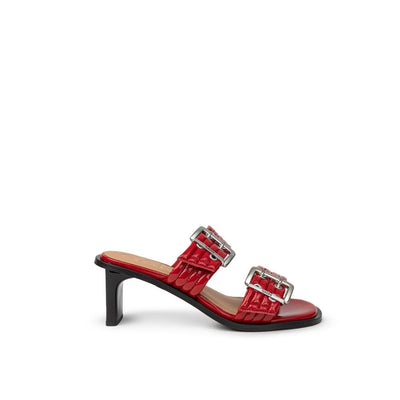Ganni Rote Leder-Sandale