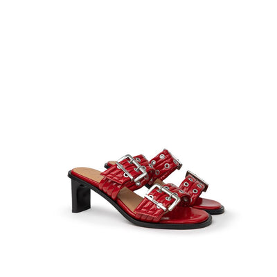 Ganni Rote Leder-Sandale