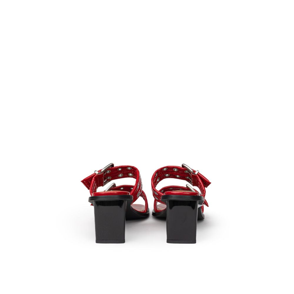 Ganni Rote Leder-Sandale