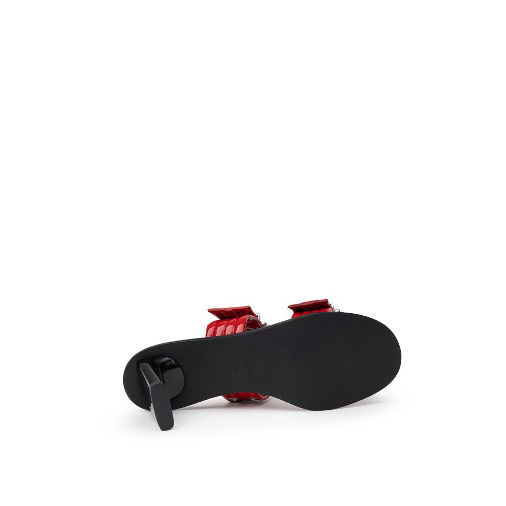 Ganni Rote Leder-Sandale