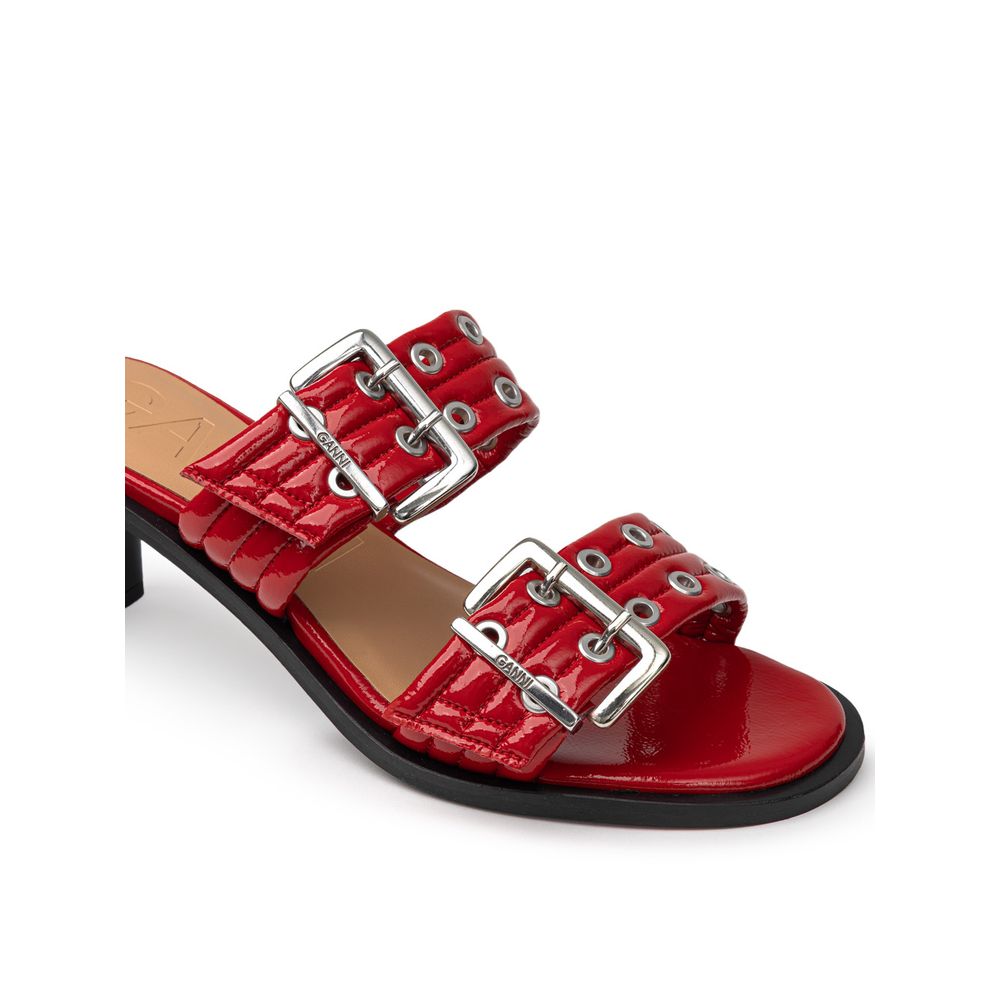 Ganni Rote Leder-Sandale