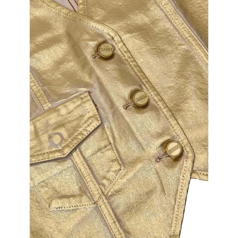 Ganni Goldfarbene Baumwolle Sleveless Jacke
