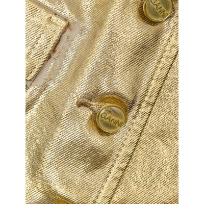 Ganni Goldfarbene Baumwolle Sleveless Jacke