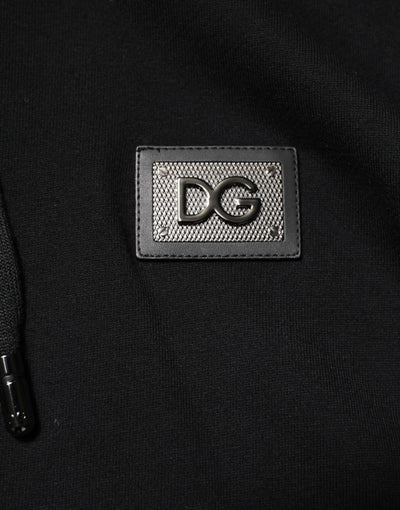 Dolce & Gabbana Schwarze Baumwollplakette Track Cardigan Pullover