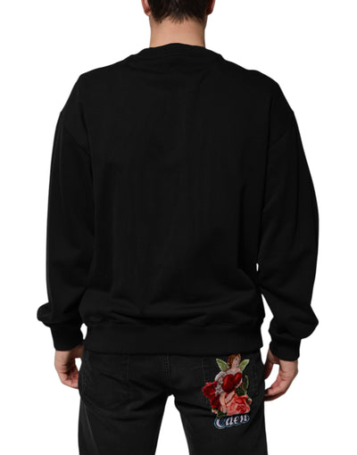 Dolce & Gabbana Schwarzes Cotton DG Logo Crew Sweatshirt Pullover