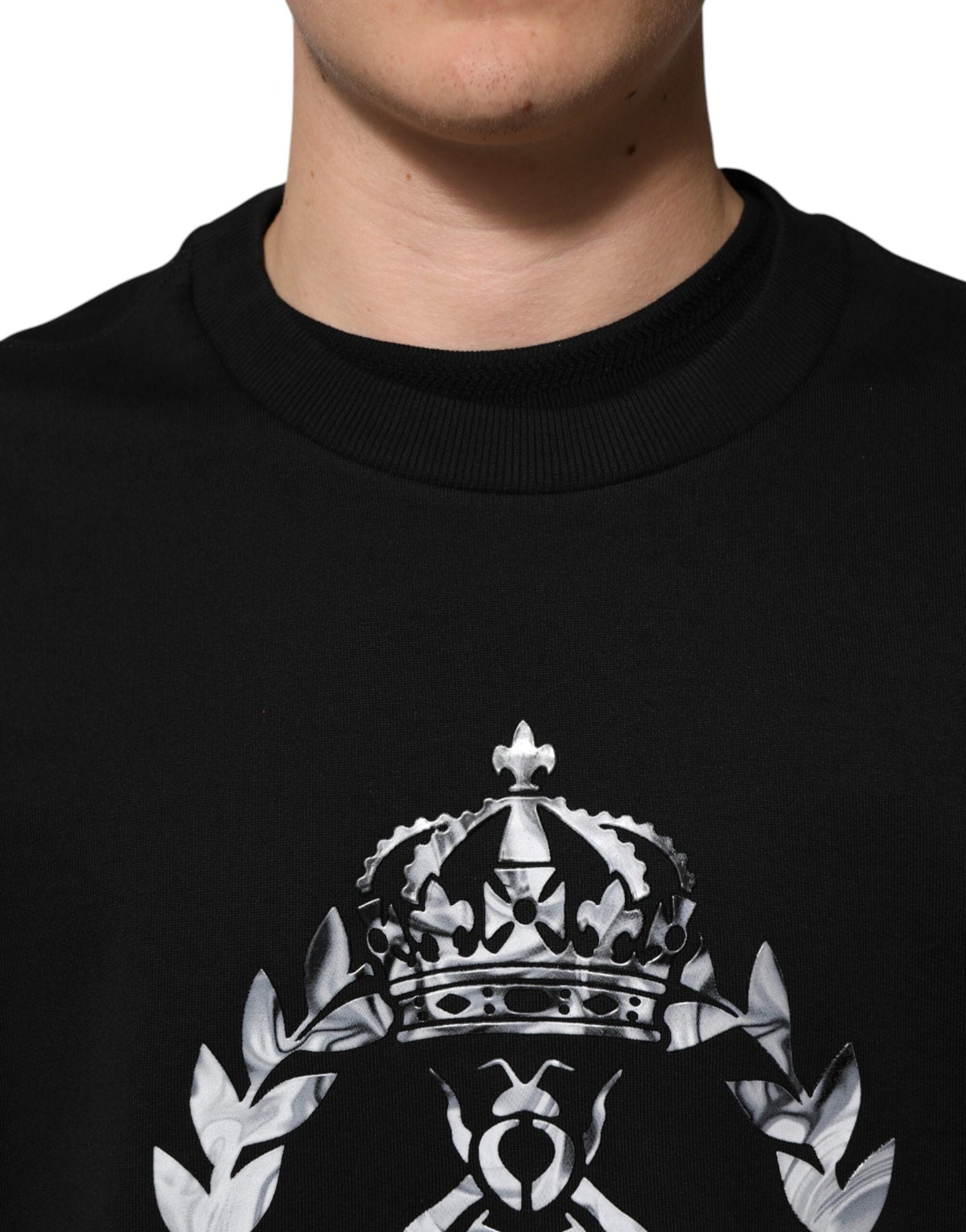 Dolce & Gabbana Schwarzes Cotton DG Logo Crew Sweatshirt Pullover