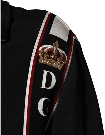 Dolce & Gabbana Schwarzes DG King Sweatshirt mit durchgehendem Reißverschluss Pullover
