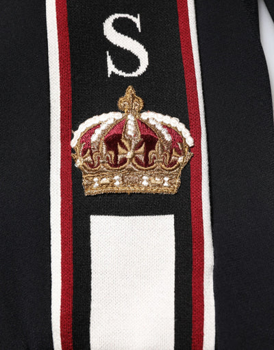 Dolce & Gabbana Schwarzes DG King Sweatshirt mit durchgehendem Reißverschluss Pullover