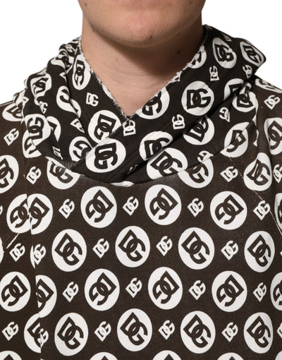 Dolce & Gabbana Braun Weiß DG Logo Kurzer Kapuzenpullover