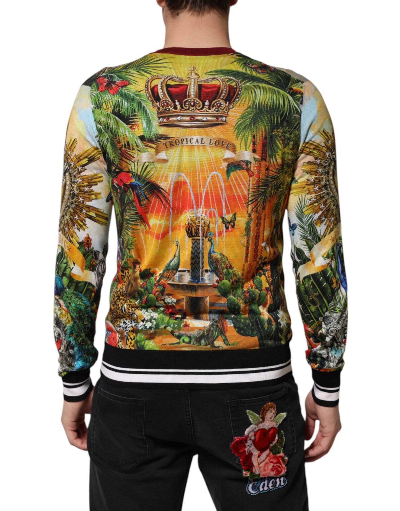 Dolce & Gabbana Tropical Heart Crown Seidenpullover
