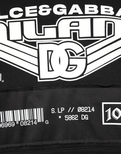 Dolce & Gabbana Schwarzer DG Milano Logo Print Kapuzenpullover aus Baumwolle