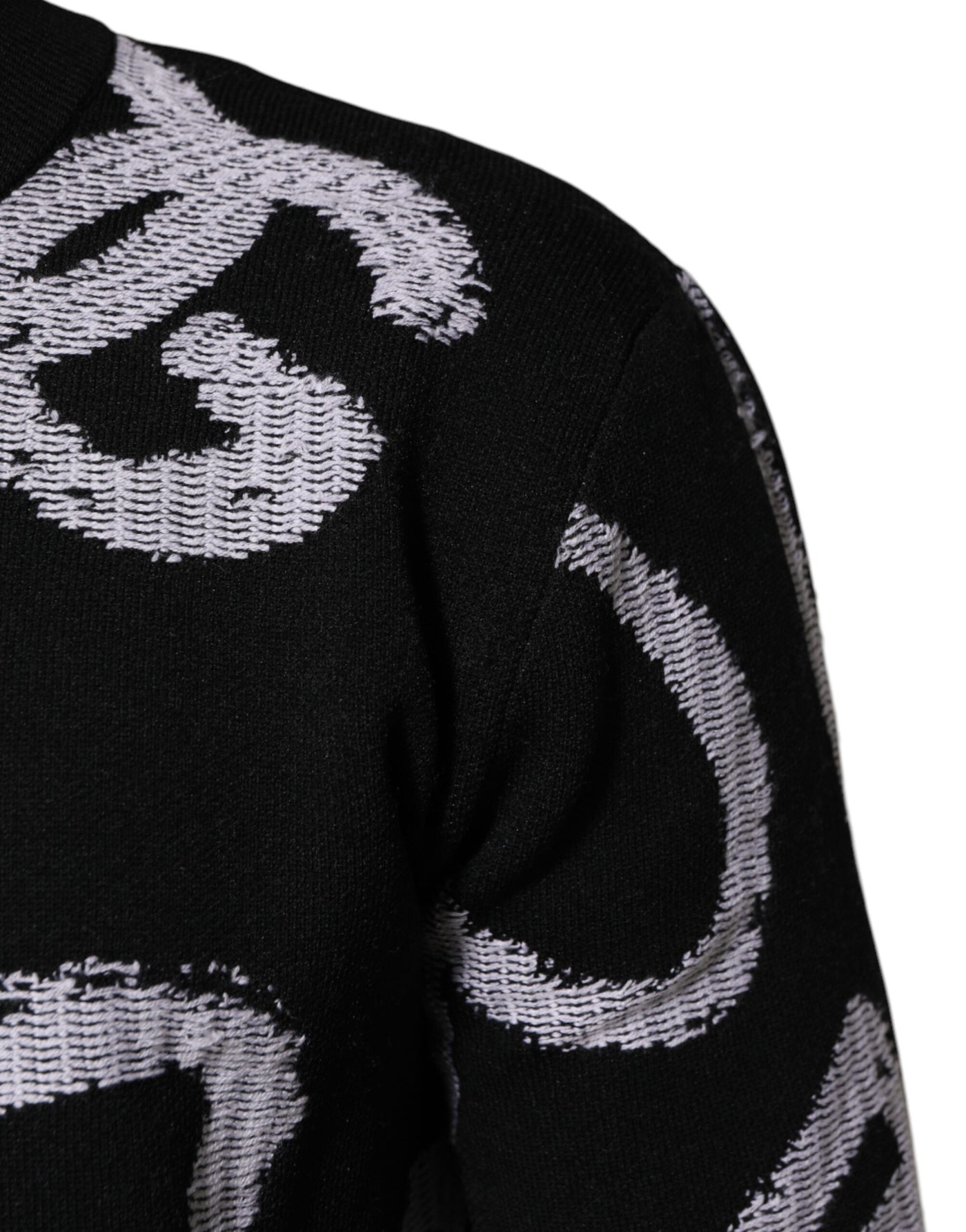 Dolce & Gabbana Schwarzer Pullover aus Nylonwolle mit Herzmotiv