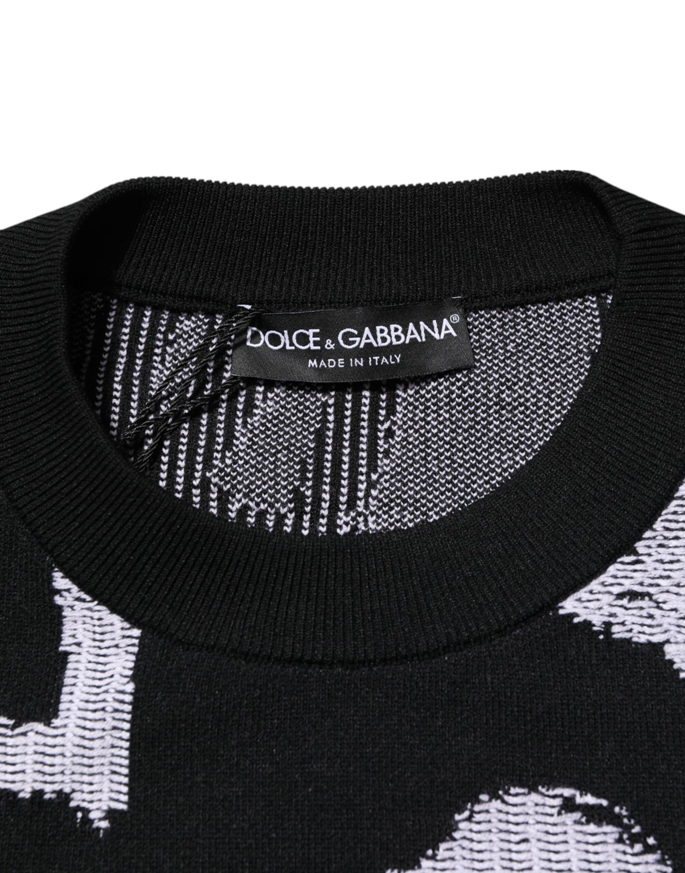 Dolce & Gabbana Schwarzer Pullover aus Nylonwolle mit Herzmotiv
