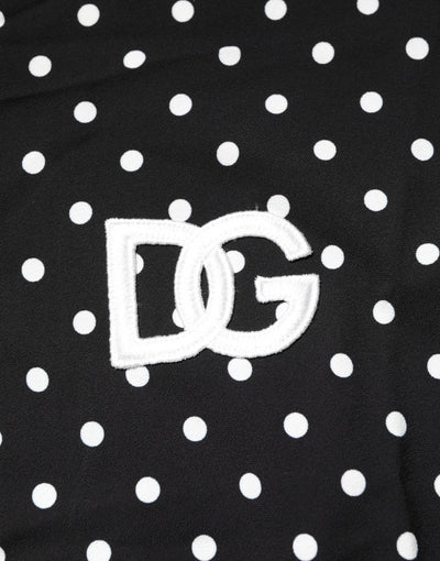 Dolce & Gabbana Schwarzes gepunktetes Polo-T-Shirt mit kurzen Ärmeln und Kragen