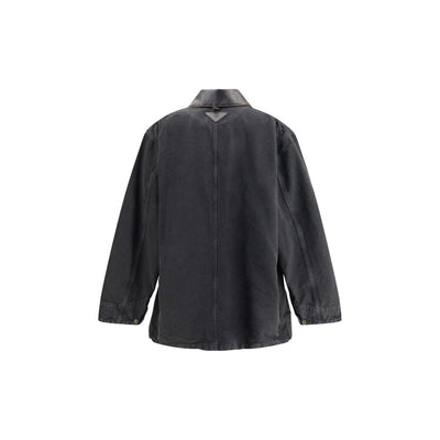 Prada Jeansjacke mit Lederkragen