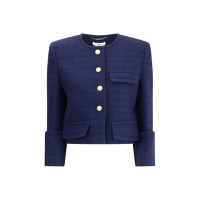 Chloé Boxy Jacke aus Wolle kariert