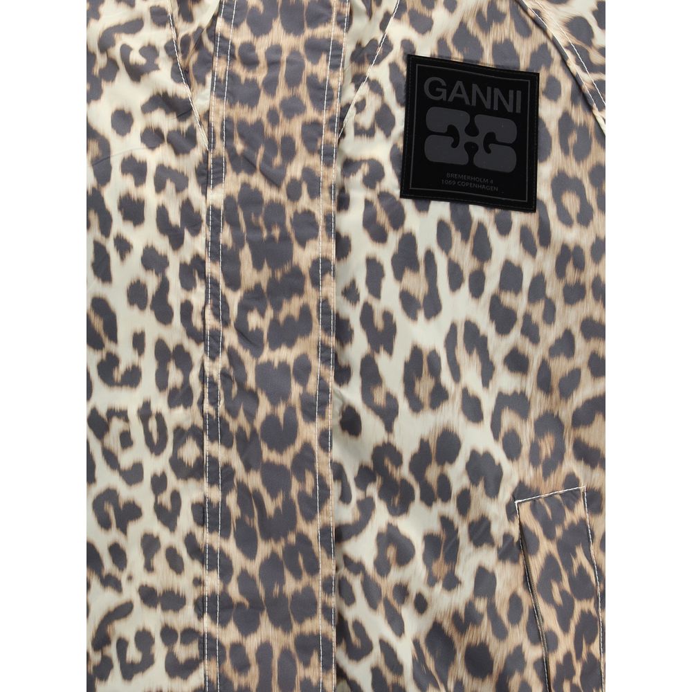 Ganni Leopard Regenmantel Jacke