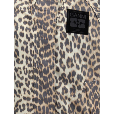 Ganni Leopard Regenmantel Jacke