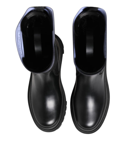Dolce & Gabbana Schwarz Weiß Polyester Socken Hohe Stiefel Schuhe