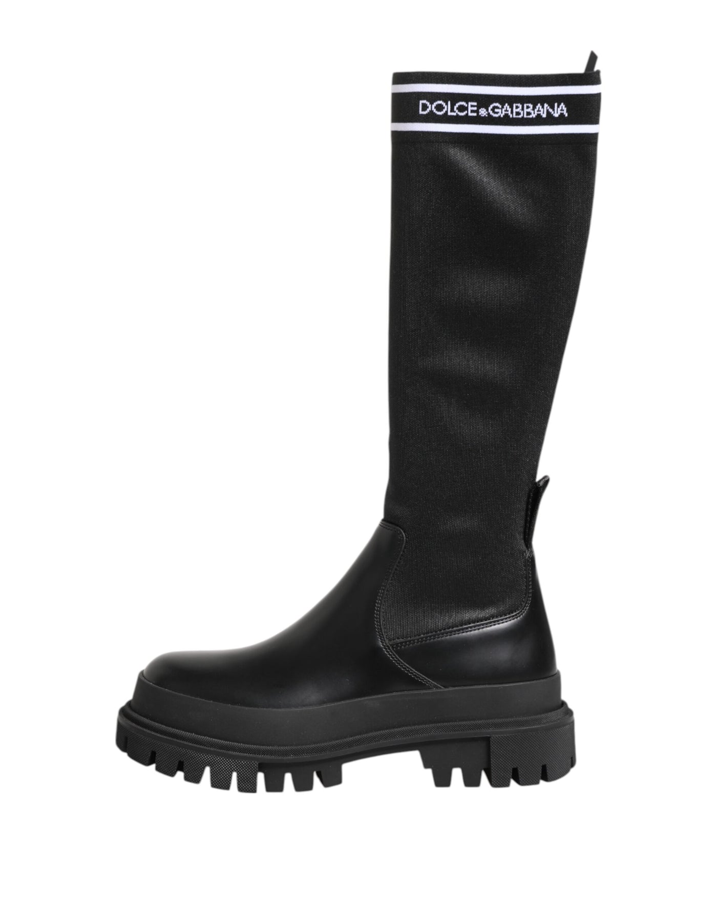Dolce & Gabbana Schwarz Weiß Polyester Socken Hohe Stiefel Schuhe