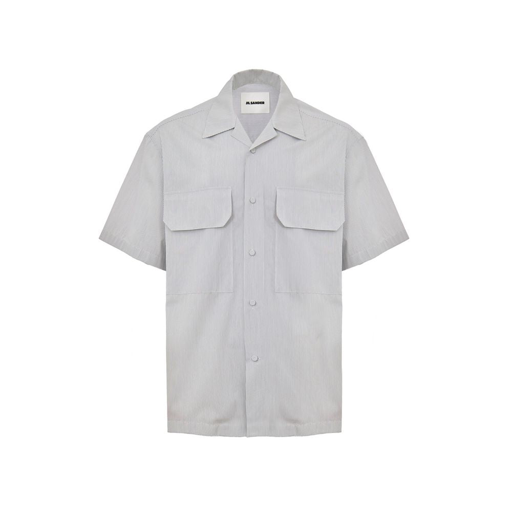 Jil Sander Blaues Baumwoll-Kurzarmhemd