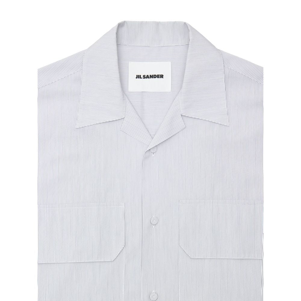 Jil Sander Blaues Baumwoll-Kurzarmhemd
