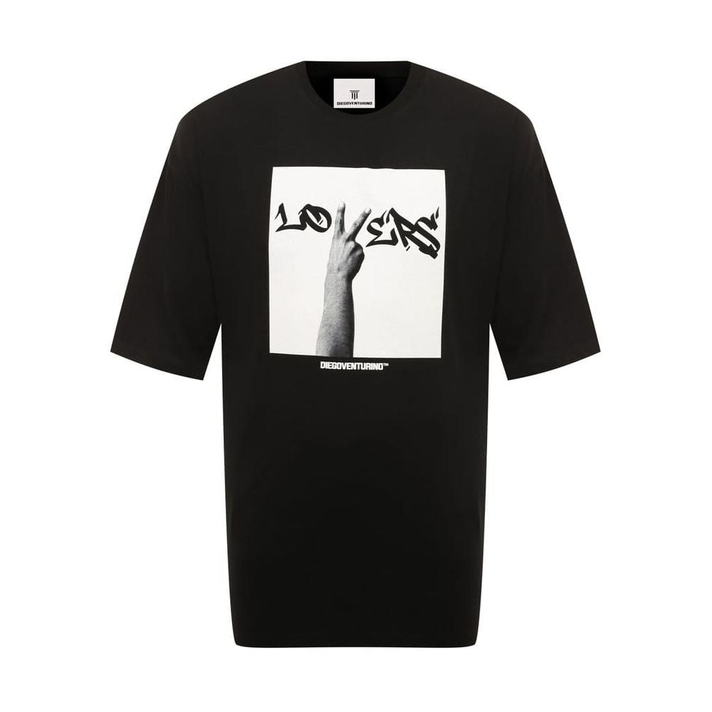 Diego Venturino Schwarzes T-Shirt aus Baumwolle