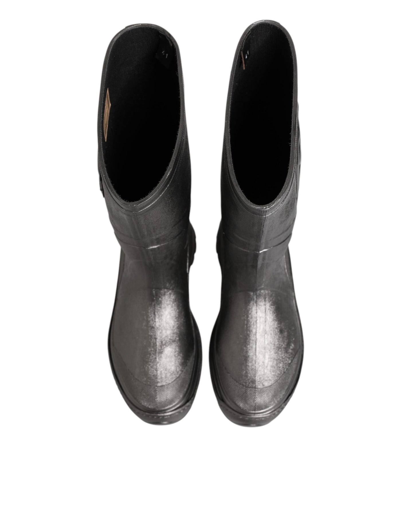 Dolce & Gabbana Schwarz Argento Pull On Regen Stiefel Schuhe