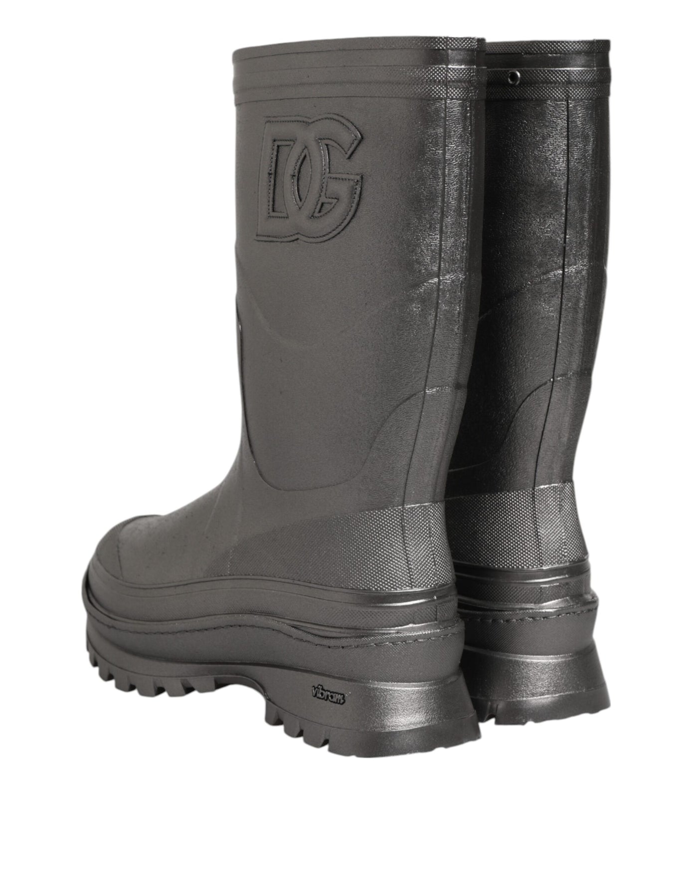Dolce & Gabbana Schwarz Argento Pull On Regen Stiefel Schuhe