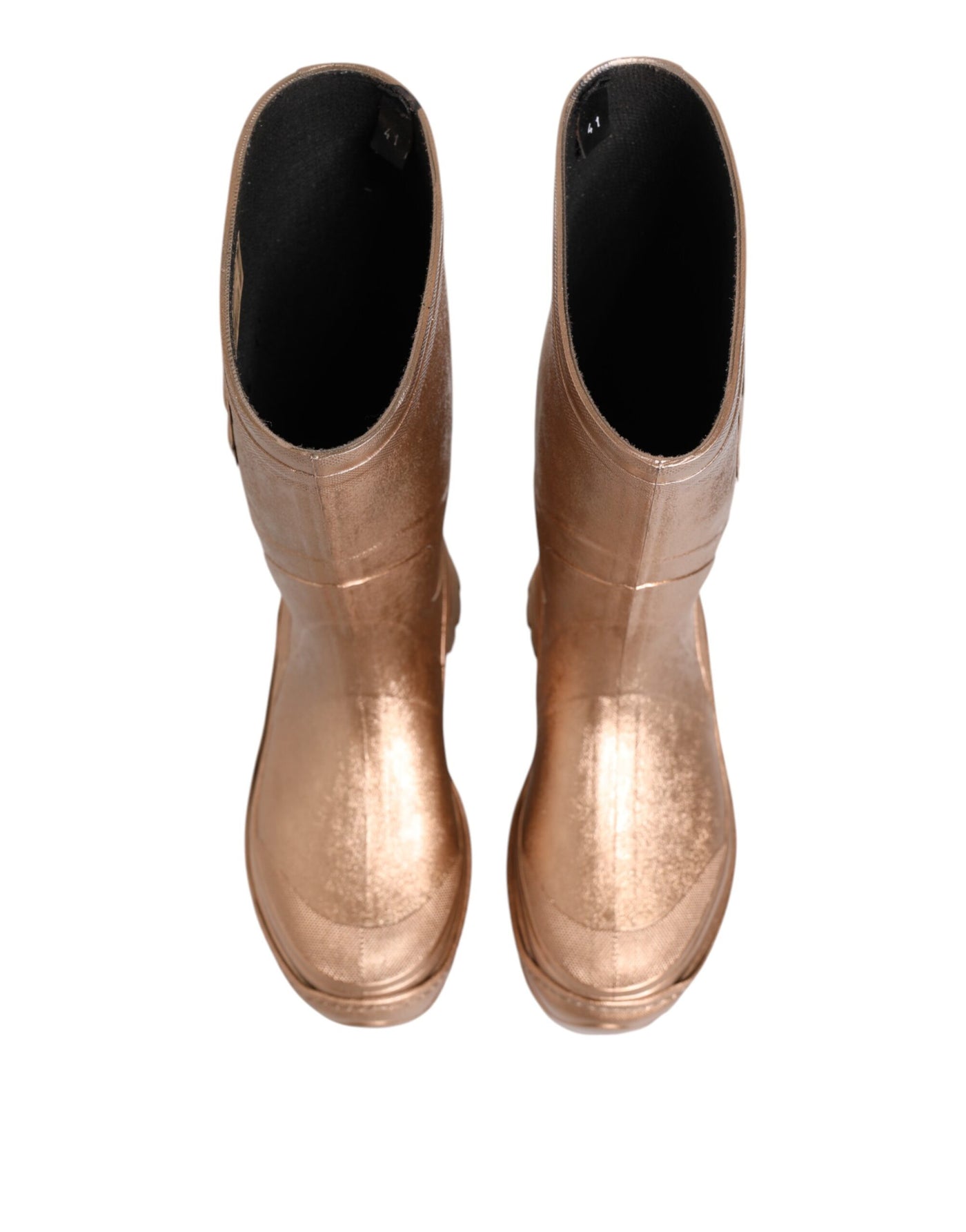 Dolce & Gabbana Rose Gold Gummi Pull On Regen Stiefel Schuhe