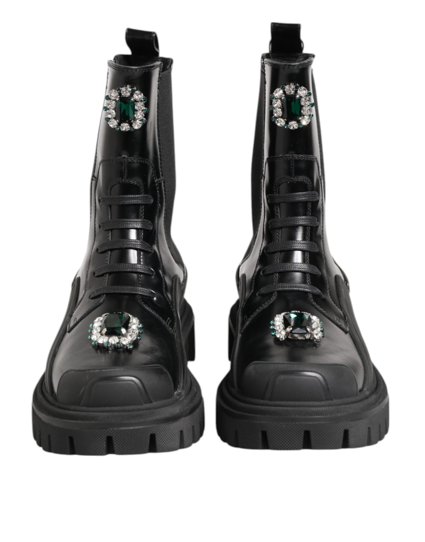 Dolce & Gabbana Schwarzer Kristall verschönert Kampfstiefel Schuhe