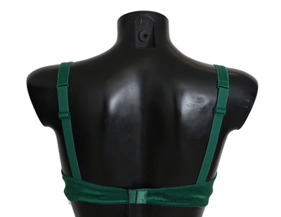 Dolce & Gabbana Grüner Seiden-Stretch-BH aus floraler Spitze Unterwäsche
