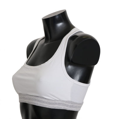 Dolce & Gabbana Weißer Baumwoll-Sport-Stretch-BH Unterwäsche